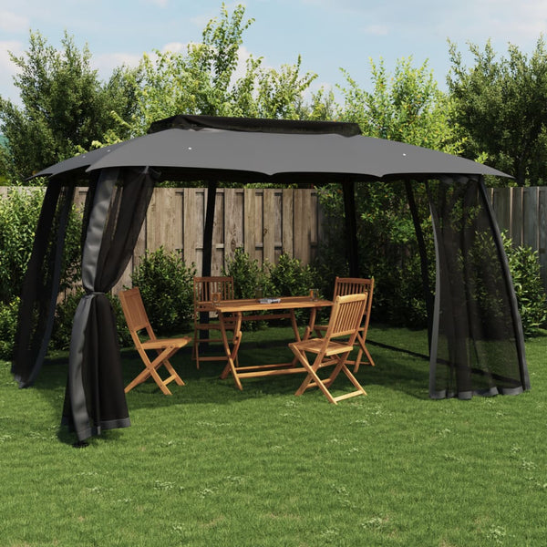 Pavillon Anthrazit mit Doppeldach 3,93x2,93m