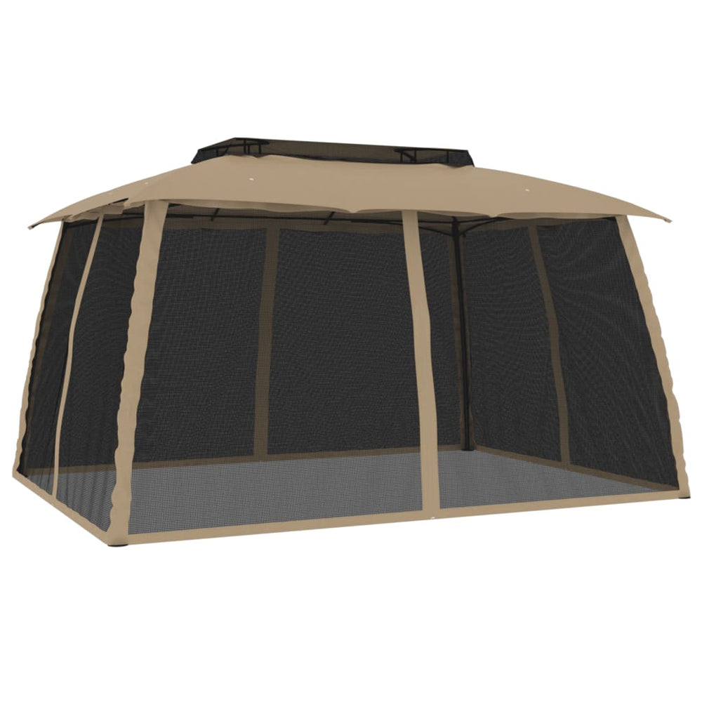 Pavillon mit Doppeldach Taupe 3,93x2,93 m