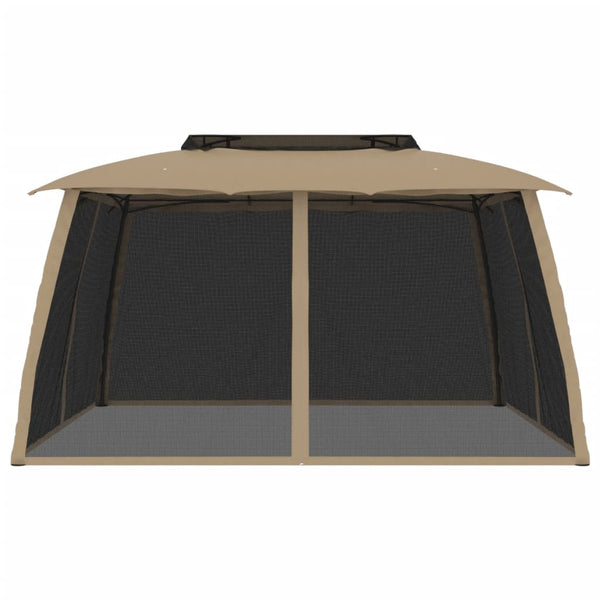 Pavillon mit Doppeldach Taupe 3,93x2,93 m