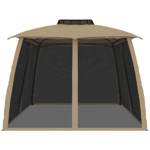 Pavillon mit Doppeldach Taupe 3,93x2,93 m