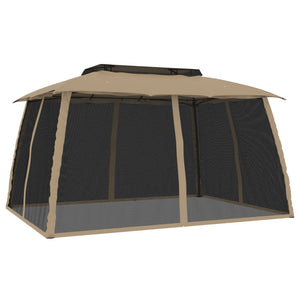 Pavillon mit Doppeldach Taupe 3,93x2,93 m