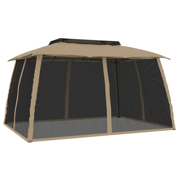 Pavillon mit Doppeldach Taupe 3,93x2,93 m