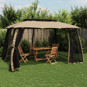 Pavillon mit Doppeldach Taupe 3,93x2,93 m