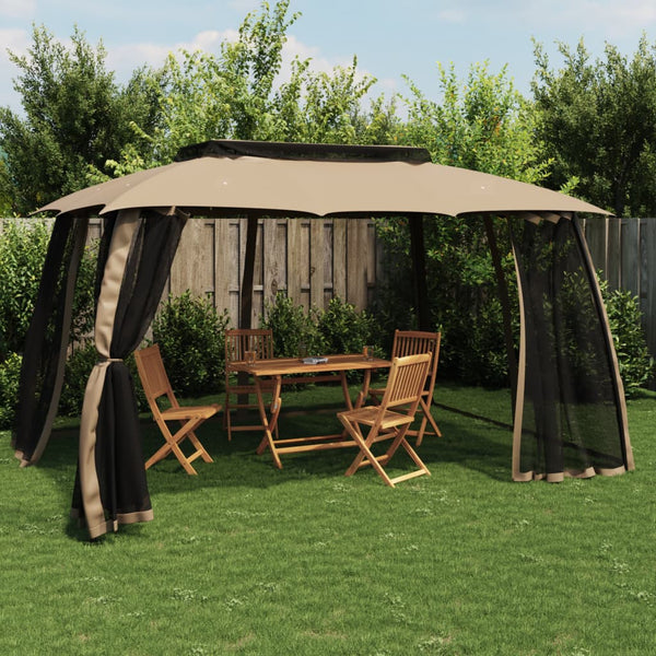 Pavillon mit Doppeldach Taupe 3,93x2,93 m