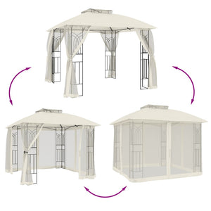 Pavillon mit Doppeldach Creme 2,94x2,94m