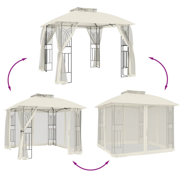 Pavillon mit Doppeldach Creme 2,94x2,94m
