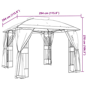 Pavillon mit Doppeldach Creme 2,94x2,94m