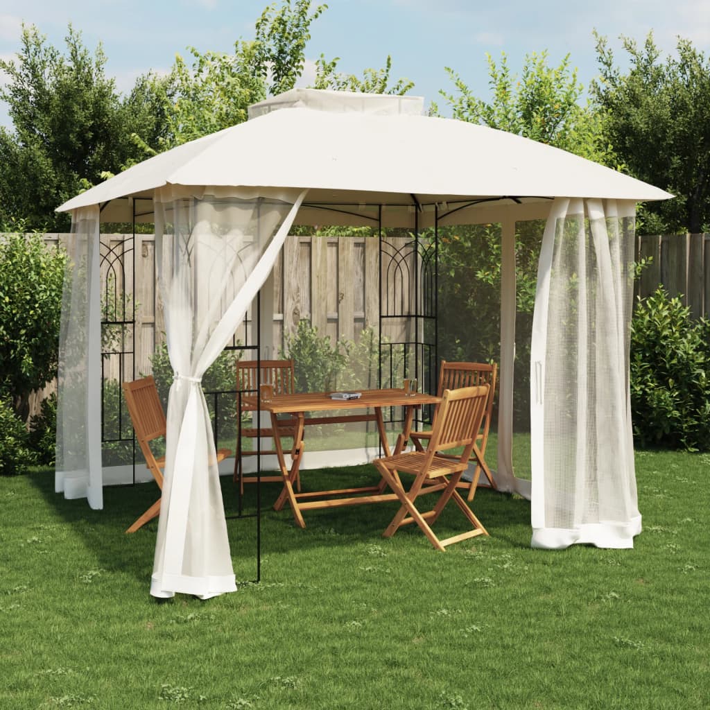 Pavillon mit Doppeldach Creme 2,94x2,94m