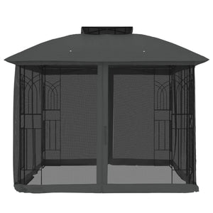 Anthrazit Pavillon mit Doppeldach 2,94x2,94m