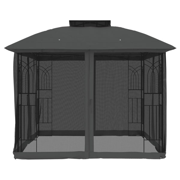 Anthrazit Pavillon mit Doppeldach 2,94x2,94m