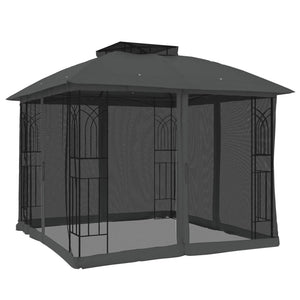 Anthrazit Pavillon mit Doppeldach 2,94x2,94m