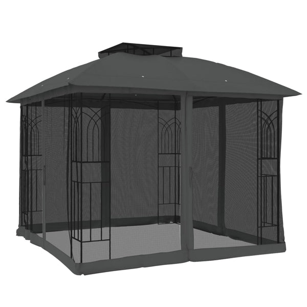 Anthrazit Pavillon mit Doppeldach 2,94x2,94m