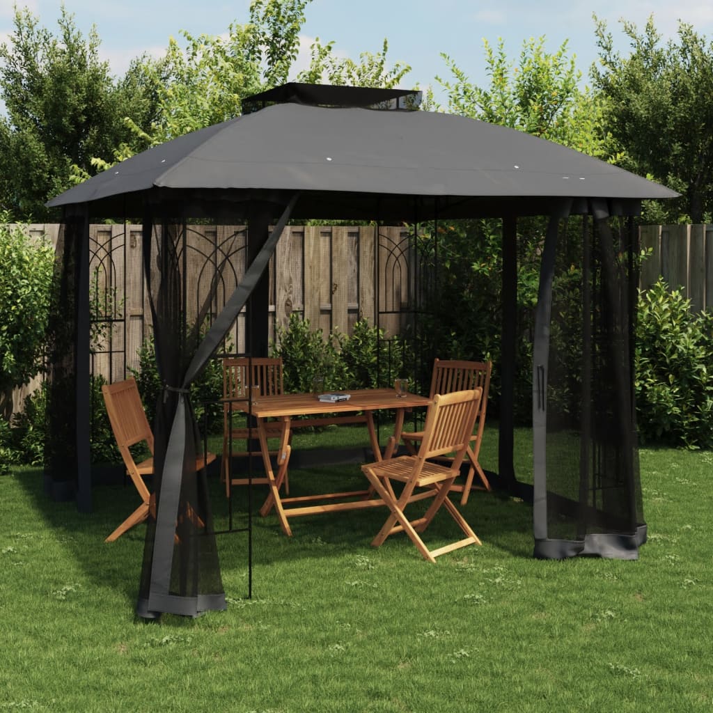 Anthrazit Pavillon mit Doppeldach 2,94x2,94m