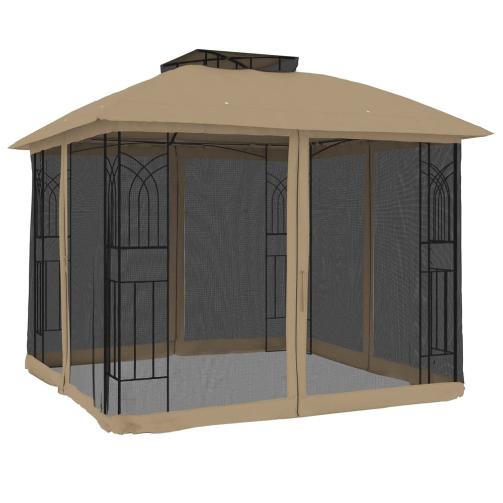 Pavillon mit Doppeldach 2,94x2,94m Taupe