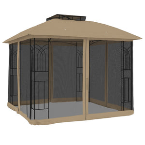 Pavillon mit Doppeldach 2,94x2,94m Taupe