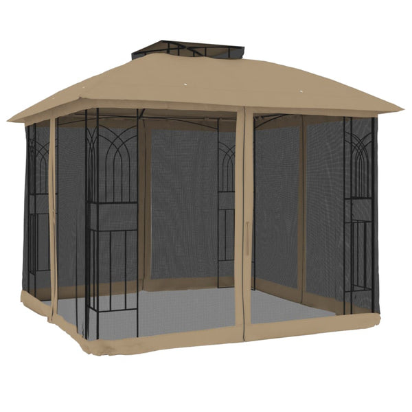 Pavillon mit Doppeldach 2,94x2,94m Taupe