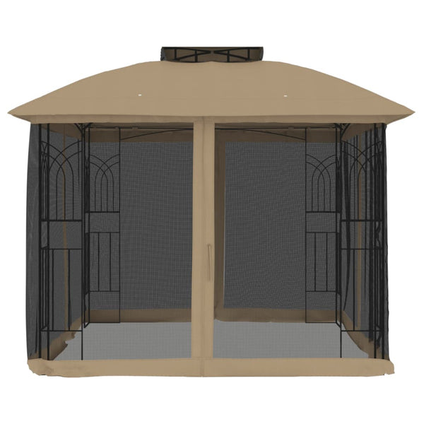 Pavillon mit Doppeldach 2,94x2,94m Taupe