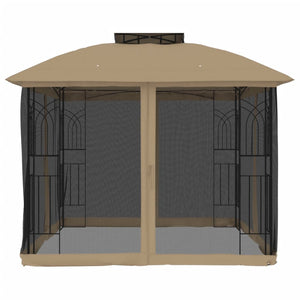 Pavillon mit Doppeldach 2,94x2,94m Taupe