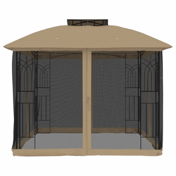 Pavillon mit Doppeldach 2,94x2,94m Taupe