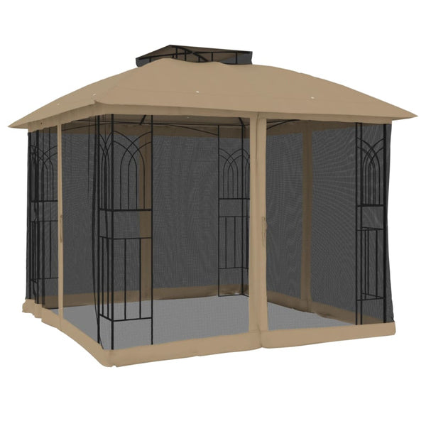 Pavillon mit Doppeldach 2,94x2,94m Taupe