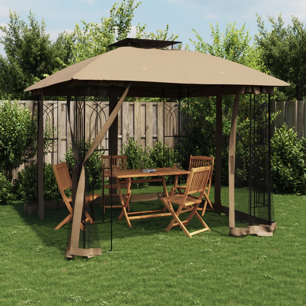 Pavillon mit Doppeldach 2,94x2,94m Taupe