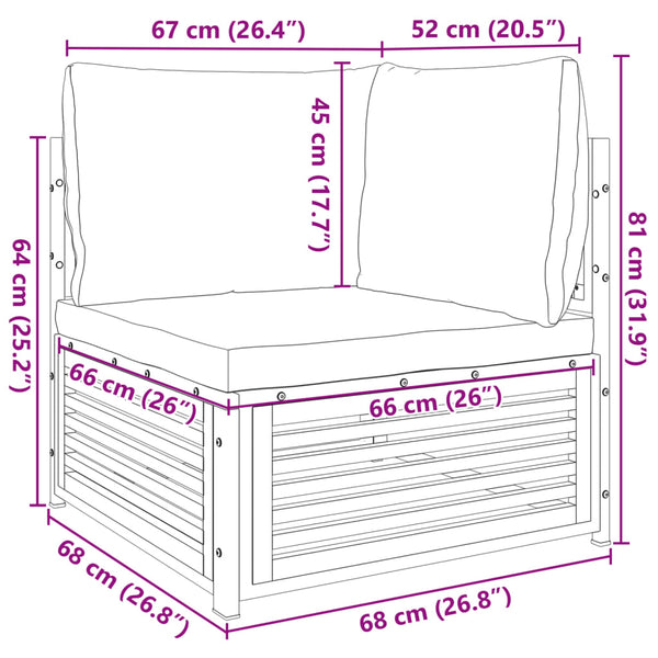 Garten Ecksofa Akazie mit Kissen