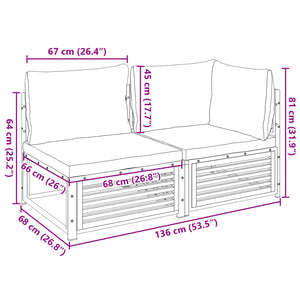 2-Sitzer Gartensofa Akazie mit Kissen