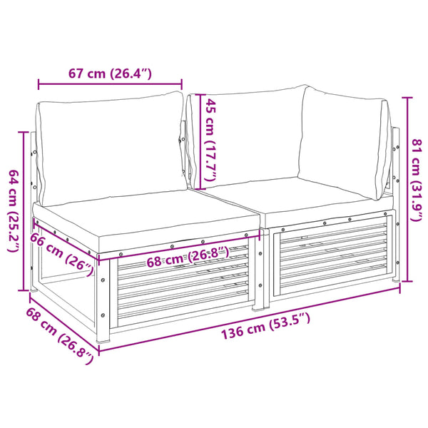 2-Sitzer Gartensofa Akazie mit Kissen