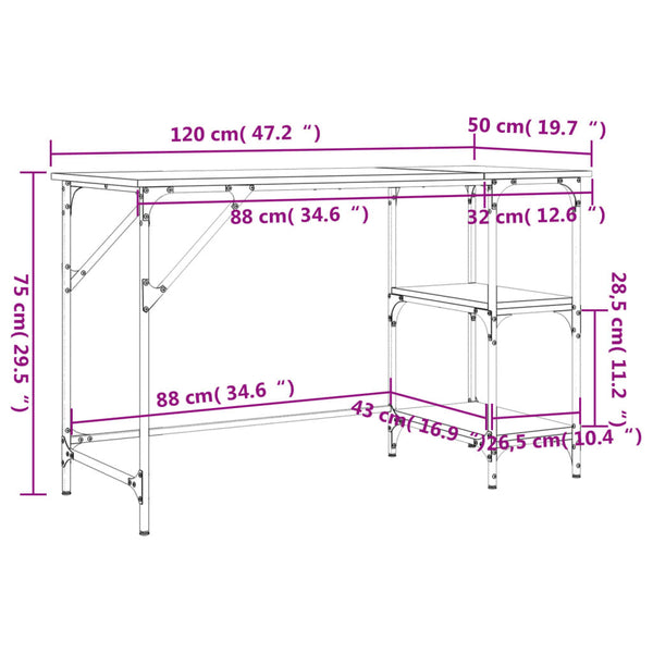 Schreibtisch Grau Sonoma 120 cm