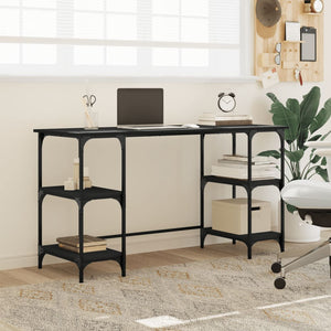 Schreibtisch Schwarz 140 cm mit Metallrahmen