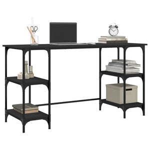 Schreibtisch Schwarz 140 cm mit Metallrahmen