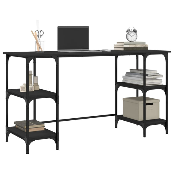 Schreibtisch Schwarz 140 cm mit Metallrahmen