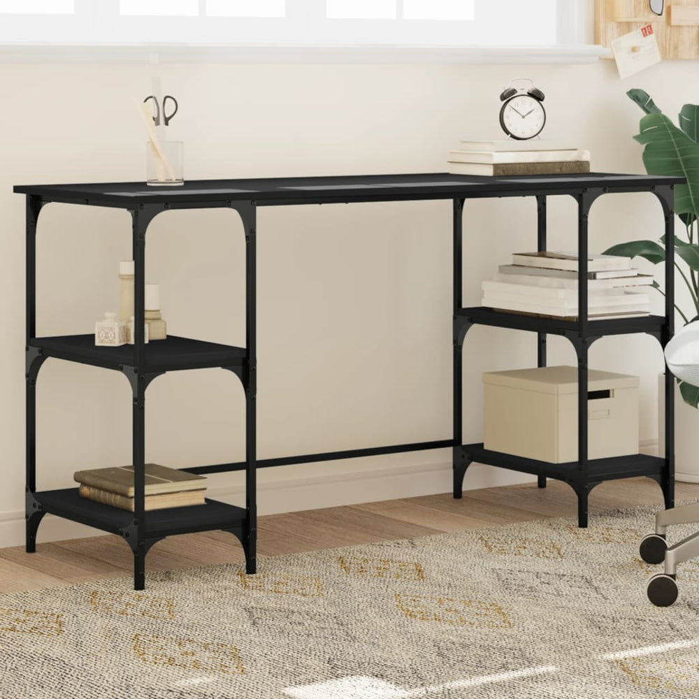 Schreibtisch Schwarz 140 cm mit Metallrahmen