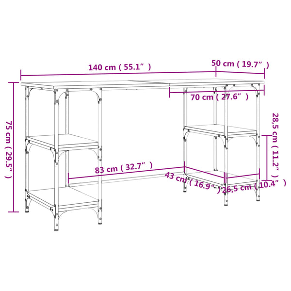 Schreibtisch Räuchereiche 140 cm