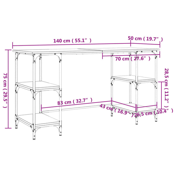 Schreibtisch Grau Sonoma 140 cm