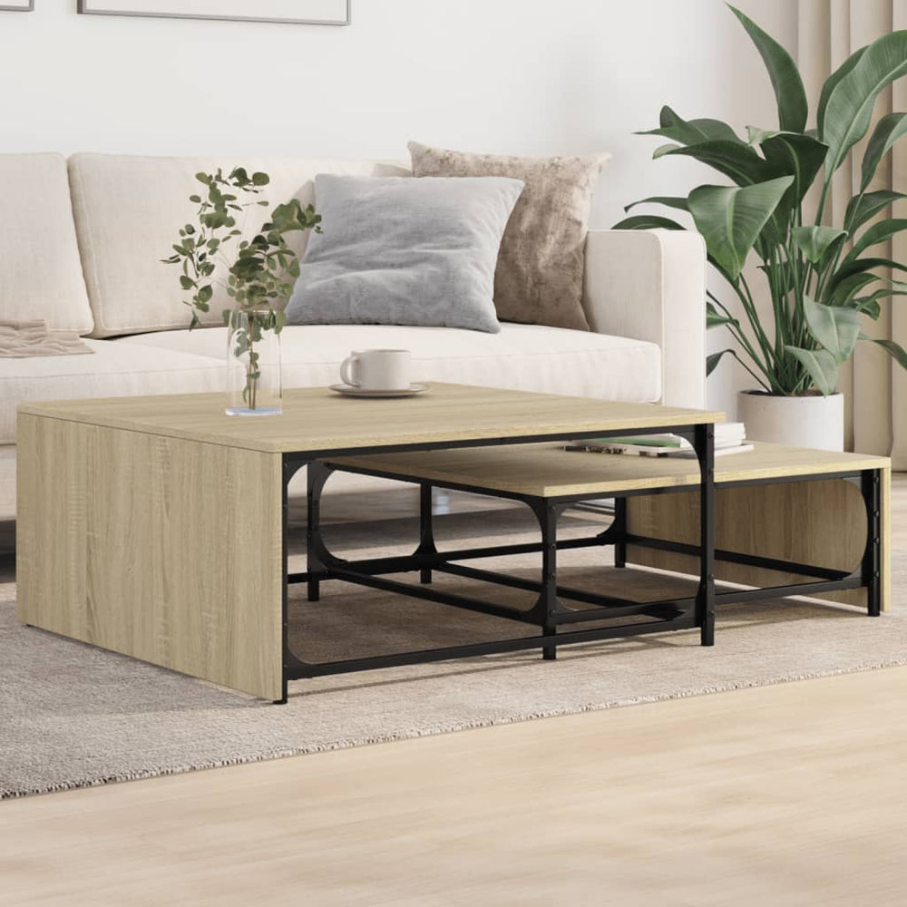 vidaXL Nesting Tables 2 pcs Sonoma Oak Engineered Wood and Metal