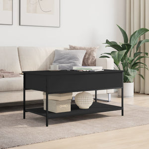 Schwarzer Couchtisch 100x50 cm mit Stauraum