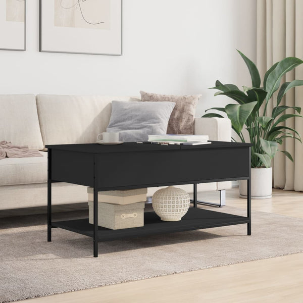 Schwarzer Couchtisch 100x50 cm mit Stauraum