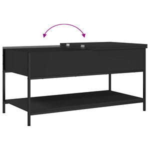 Schwarzer Couchtisch 100x50 cm mit Stauraum