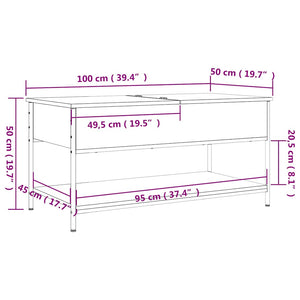 Schwarzer Couchtisch 100x50 cm mit Stauraum