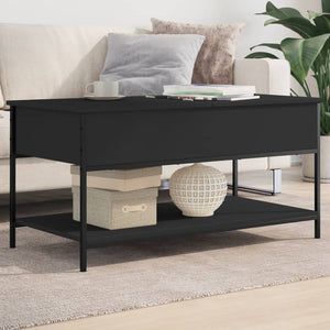 Schwarzer Couchtisch 100x50 cm mit Stauraum