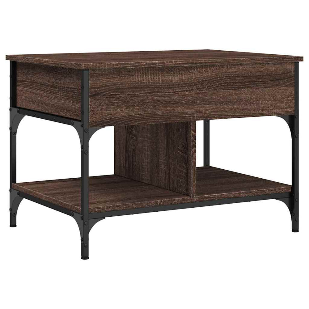 vidaXL Coffee Table Brown Oak Look 70x50x50 cm Engineered Wood Metal