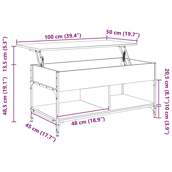 Couchtisch Grau Sonoma 100x50 cm