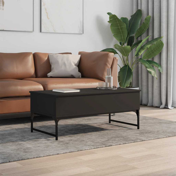 Schwarzer Couchtisch 100x50 cm mit Stauraum