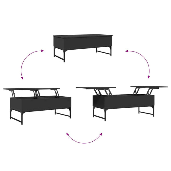 Schwarzer Couchtisch 100x50 cm mit Stauraum