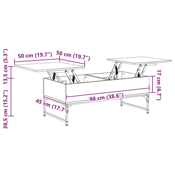 Schwarzer Couchtisch 100x50 cm mit Stauraum