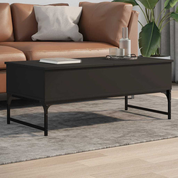 Schwarzer Couchtisch 100x50 cm mit Stauraum