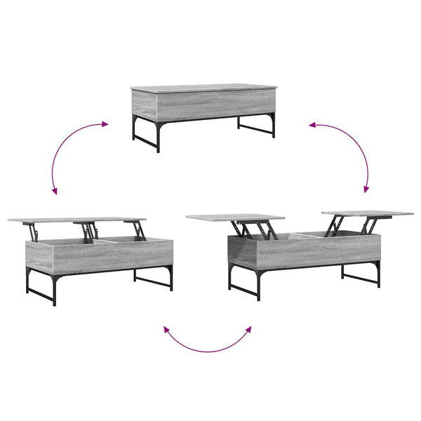 vidaXL Table basse gris Sonoma 100x50x40 cm aggloméré et métal