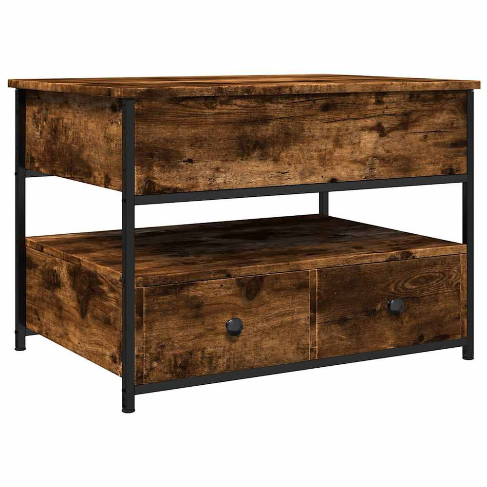 vidaXL Coffee Table Smoked Oak 70x50x50 cm Engineered Wood and Metal