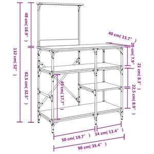 Bäckerregal Sonoma Eiche 90x40x132 cm